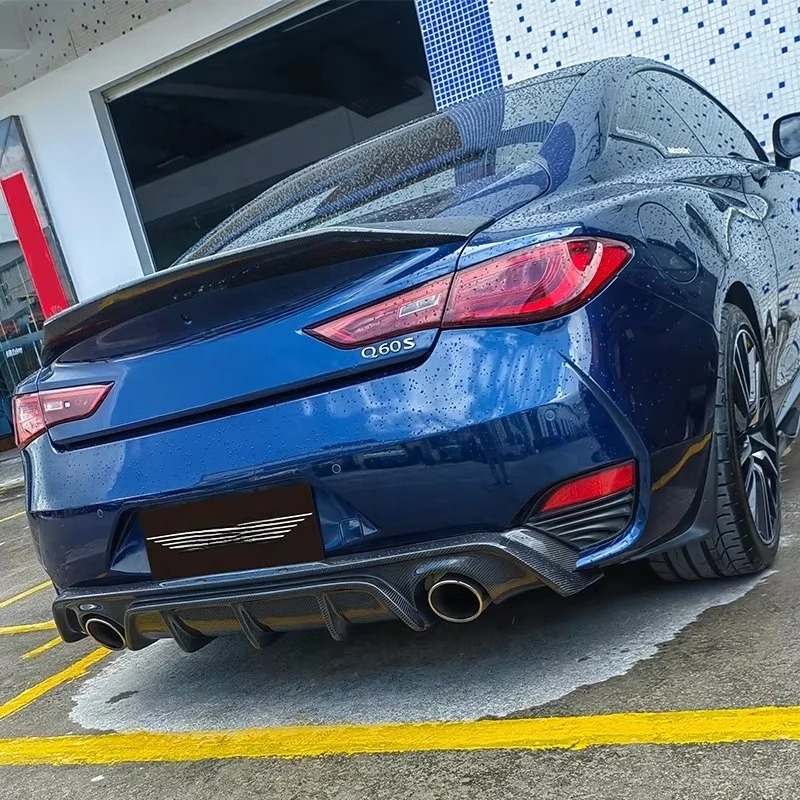 New Carbon Fiber Rear Diffuser Exhaust for  Q60S Coupe Bumper-Bolt-On Installation 100% Fitment High Polished